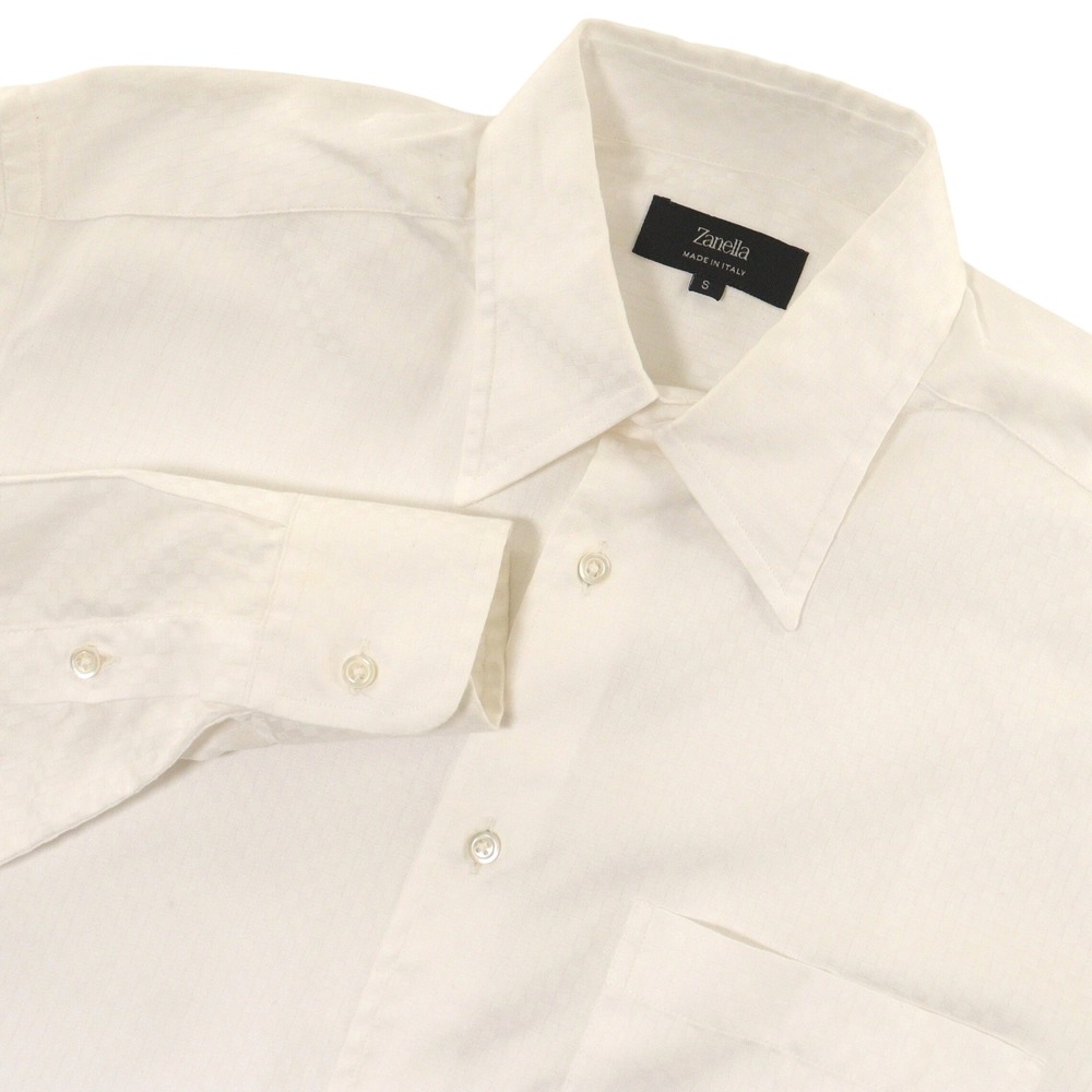 Zanella Button Down Dress Shirt Long Sleeve Checkered Pattern White Cotton Men S